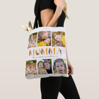 Momma Floral Custom Photo Tulips Shopping Canvas t Tote Bag