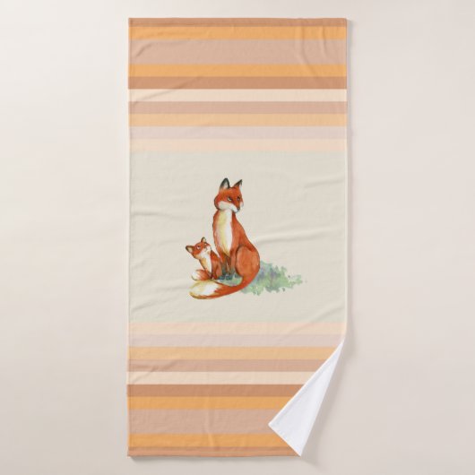 Momma Fox en Baby Illustratie Waterverf Bad Handdoek (Badhanddoek)
