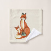 Momma Fox en Baby Illustratie Waterverf Bad Handdoek (Wasdoekje)