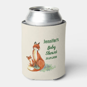 Momma Fox en Baby Illustratie Waterverf Blikjeskoeler