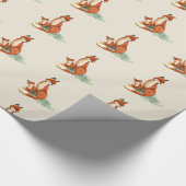 Momma Fox en Baby Illustratie Waterverf Cadeaupapier (Hoek)