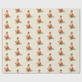 Momma Fox en Baby Illustratie Waterverf Cadeaupapier (Vlak)