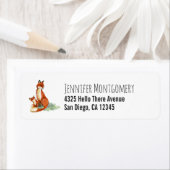 Momma Fox en Baby Illustratie Waterverf Etiket (Insitu)