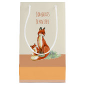 Momma Fox en Baby Illustratie Waterverf Klein Cadeauzakje (Voorkant)