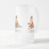 Momma Fox en Baby Illustratie Waterverf Matglas Bierpul (Voorkant rechts)