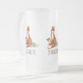 Momma Fox en Baby Illustratie Waterverf Matglas Bierpul (Voorkant links)