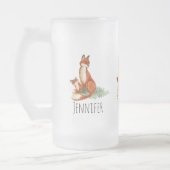 Momma Fox en Baby Illustratie Waterverf Matglas Bierpul (Links)