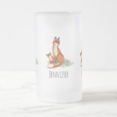 Momma Fox en Baby Illustratie Waterverf Matglas Bierpul (Center)