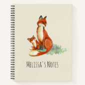 Momma Fox en Baby Illustratie Waterverf Notitieboek (Voorkant)