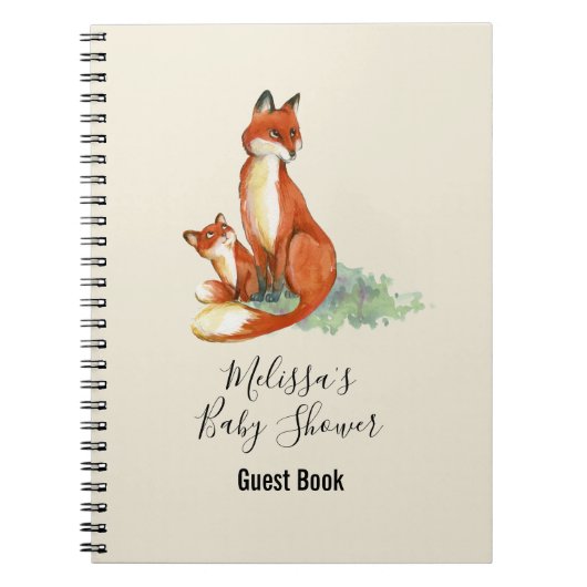 Momma Fox en Baby Illustratie Waterverf Notitieboek (Voorkant)