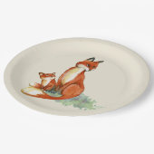 Momma Fox en Baby Illustratie Waterverf Papieren Bordje (Gekanteld)