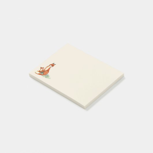 Momma Fox en Baby Illustratie Waterverf Post-it® Notes (Schuin)