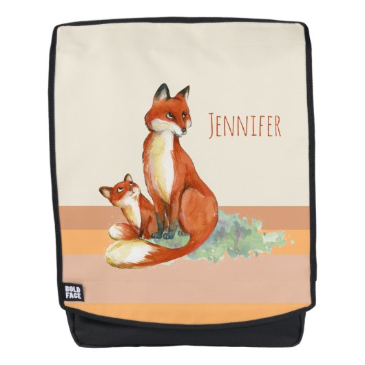 Momma Fox en Baby Illustratie Waterverf Rugtassen (Voorkant)