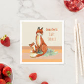 Momma Fox en Baby Illustratie Waterverf Servet (Insitu)