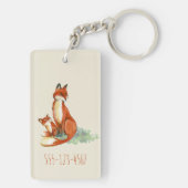 Momma Fox en Baby Illustratie Waterverf Sleutelhanger (achterkant)