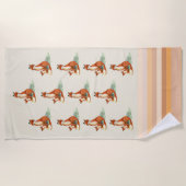 Momma Fox en Baby Illustratie Waterverf Strandlaken (Voorkant)