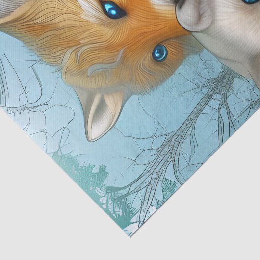 Momma Fox en baby Tissuepapier (Detail)