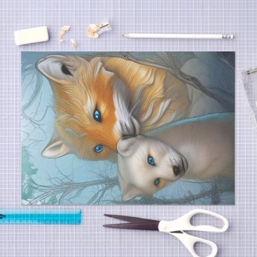 Momma Fox en baby Tissuepapier (Craft)