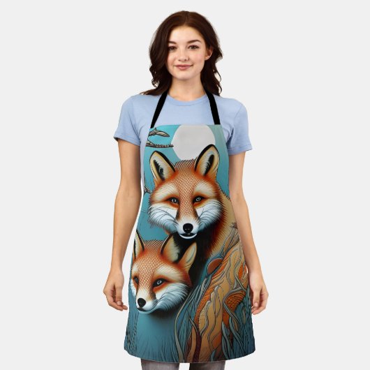 Momma fox en haar baby schort (Gedragen)