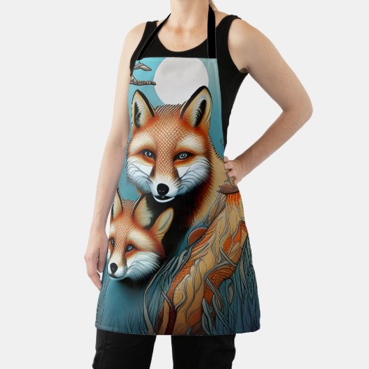 Momma fox en haar baby schort (Insitu)