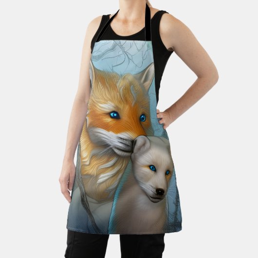 Momma fox en haar baby schort (Insitu)