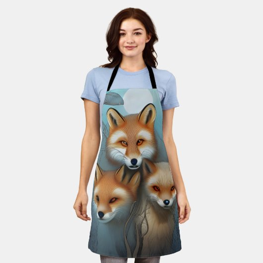 Momma fox en twee baby's schort (Gedragen)