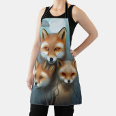 Momma fox en twee baby's schort (Insitu)