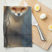 Momma fox en twee baby's theedoek (Quarter Fold)