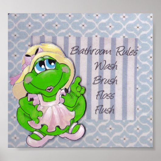 Momma Frog Bathroom Rules wall art Poster (Voorkant)