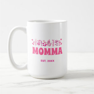 Momma Groovy Bloem  Roze Bloemen Custom Mom Koffiemok