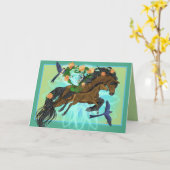 Momma Horse and foal Kaart (Gele Bloem)