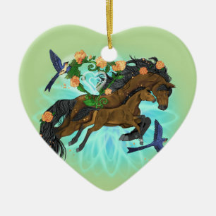 Momma Horse and foal Keramisch Ornament