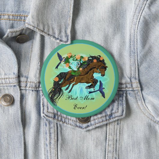 Momma Horse and foal Ronde Button 4,0 Cm (In situ)