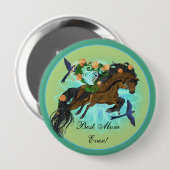 Momma Horse and foal Ronde Button 4,0 Cm (Voorkant /achterkant)