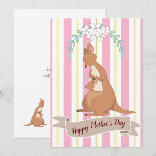 Momma Kangaroo Flat Holiday Kaart (Voorkant / Achterkant)