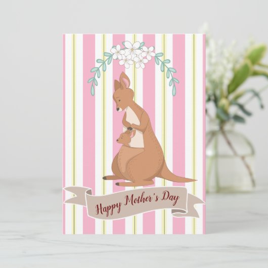 Momma Kangaroo Flat Holiday Kaart (Staand voorkant)