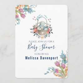 Momma Konijn in Mand & Tulp Bloemstukjes Baby Show Kaart