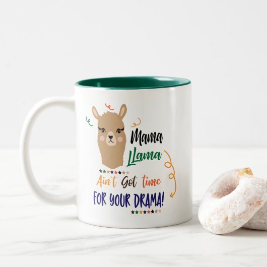 Momma llama drama word art mok (Met donut)