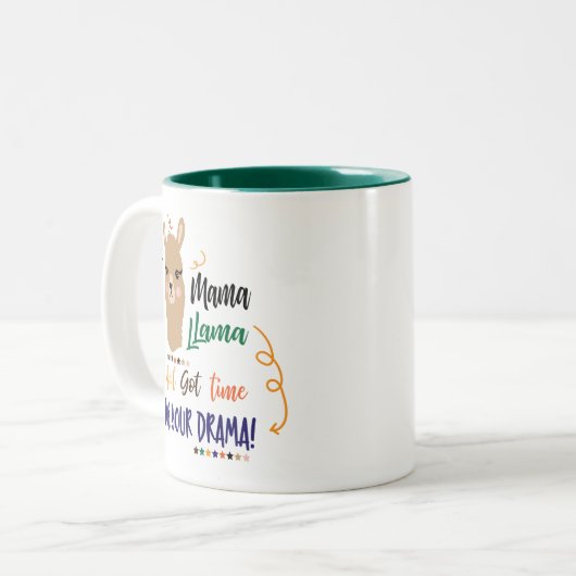 Momma llama drama word art mok (Voorkant links)