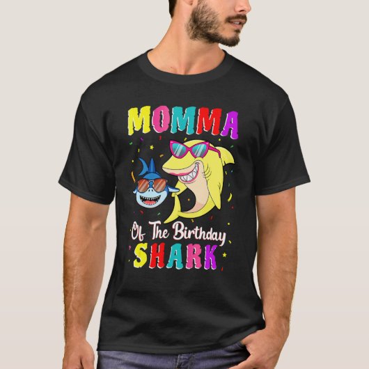 Momma Of The Shark Birthday Family Matching Birthd T-shirt (Voorkant)