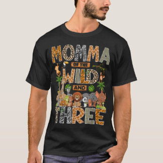 Momma Of The Wild Three 3e Verjaardag Jongen Safar T-shirt