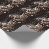 Momma Tabby Kat Drie Cute Kittens Cadeaupapier (Hoek)