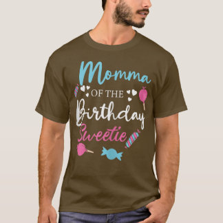 Momma van de Birthday Sweetie Snoep Boy Gir T-shirt