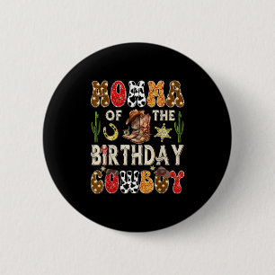 Momma van de verjaardag cowboy western groovy rode ronde button 5,7 cm