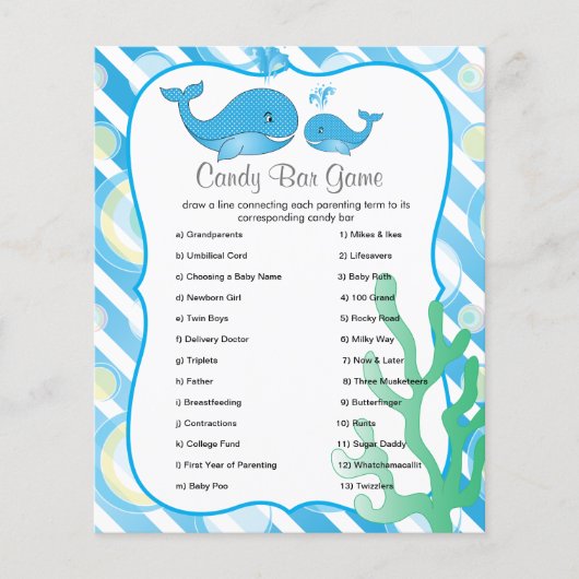 Momma Whale en haar Baby Boy - Snoep Bar Game Flyer (Voorkant)