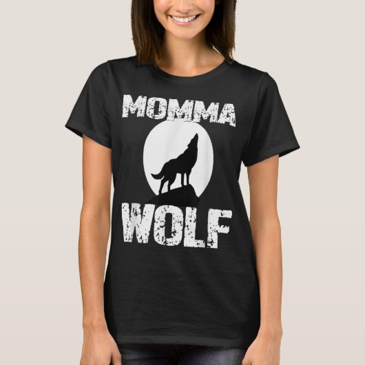 Momma Wolf Moon Silhouette Design T-shirt (Voorkant)