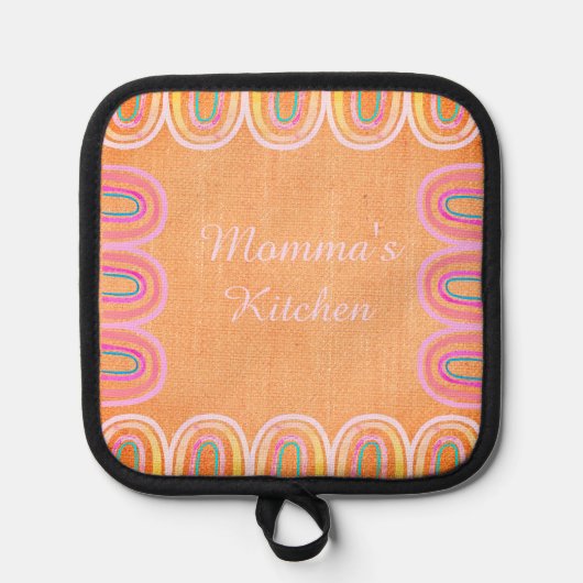 Momma's Kitchen Folk Rainbow Pattern Pannenlap (Voorkant)