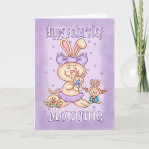 Mommie Moederdag Kaart - Schattige konijn moeder m