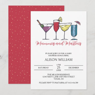 Mommies en Martinis Modern Baby shower Kaart