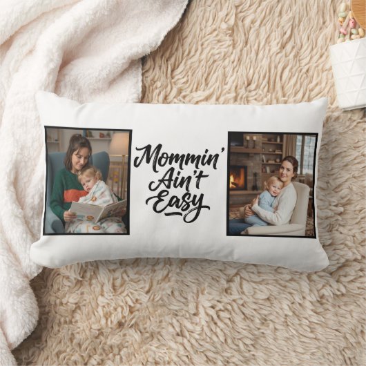 Mommin Ain't Easy Brush Script Two 2 Photo Kussen (Deken)